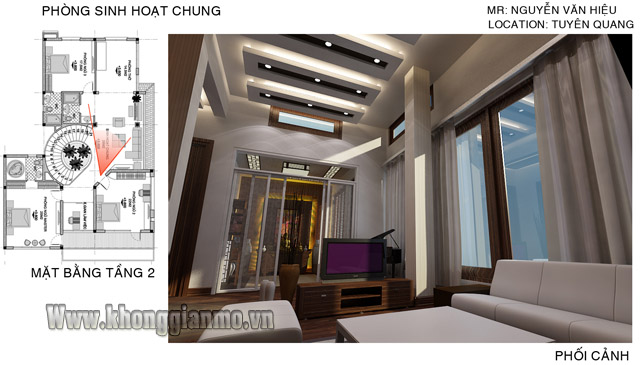 Thiết kế biệt thự- Phòng Khách - A Hiệu TP Tuyên Quang